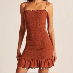 Abercrombie & Fitch ruched burnt orange mini dress. Size XS